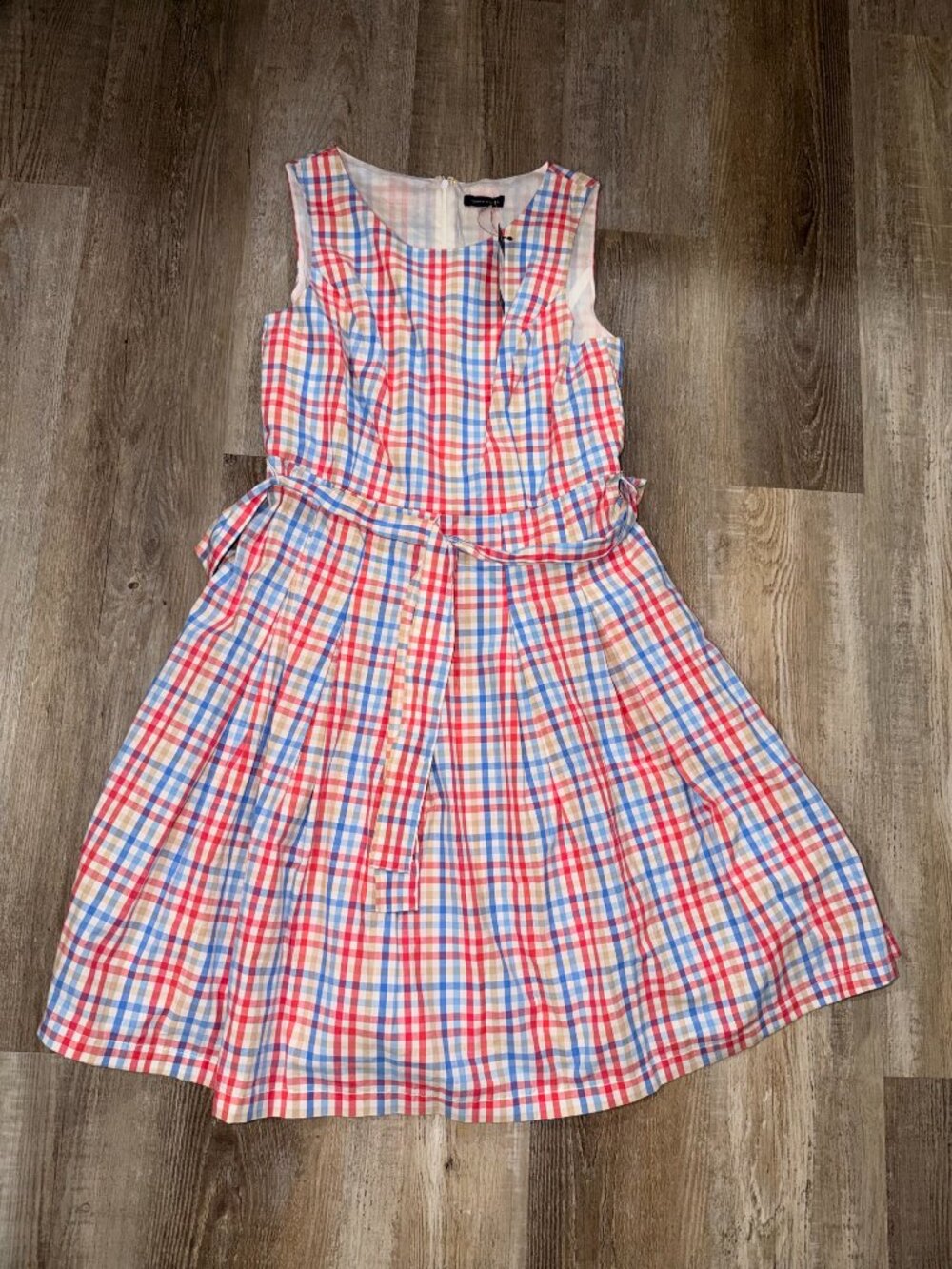 Tommy Hilfiger Plaid Fit & Flare Dress Tie Waist NWT Women’s Size 8